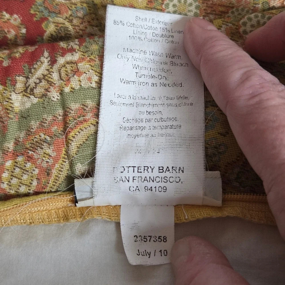 Pottery Barn 24x24 Pillow Covers Set of 2 Mustard Yellow Paisley Boho Classic